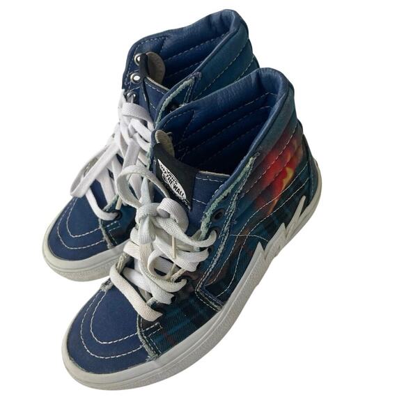 Vans SK8 Hi Bolt Big Reveal Sneakers Navy Flames Woman Sz 5 Skater versatile - Picture 2 of 16